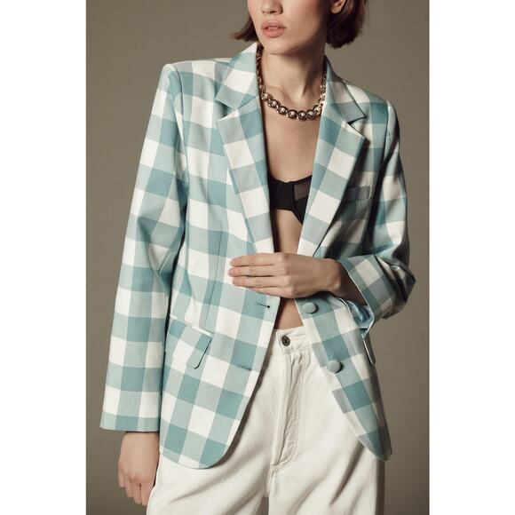 Anthropologie Maeve Gingham Blazer - New Large - Picture 2 of 7